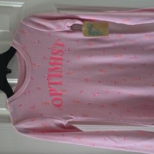 THEREABOUTS GIRLS PINK FLORAL "OPTIMIST"  LONG SLEEP THERMAL TOP SIZE SMALL 7/8